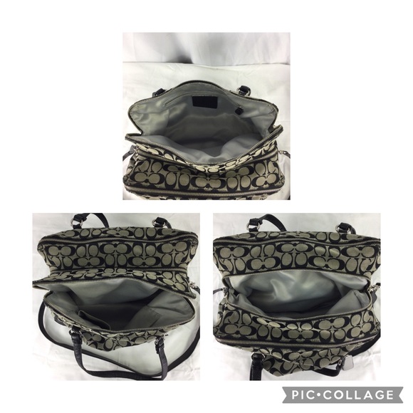 Coach Park Signature Triple Zip Satchel Black - Picture 8 of 16